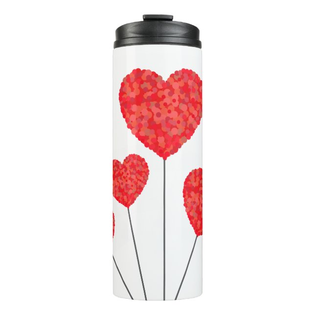 Termo Ilustración de globos con corazones diseño (Anverso)