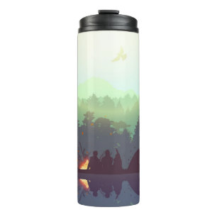 Termo Ilustracion de montaña Camping Adventure Forest
