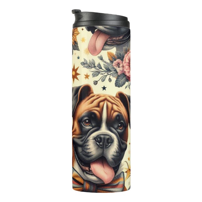 Termo Ilustracion de perro de Boxer Vintage (Rotado hacia la derecha)