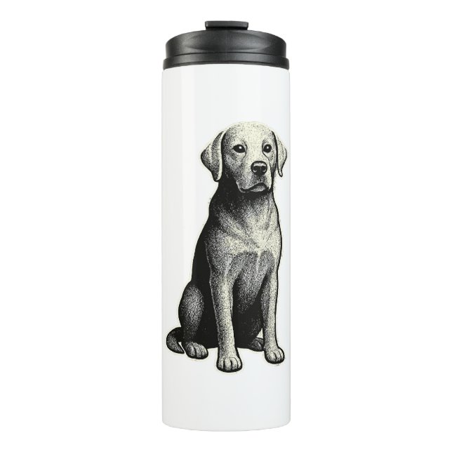 Termo Ilustración de perro sentado vintage (Anverso)