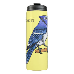 Termo Ilustracion de personalizado de ave azul jay
