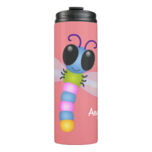 Termo Ilustracion de personalizado de libélula azul y ro