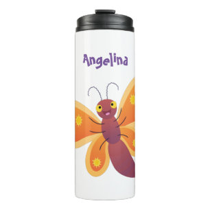 Termo Ilustracion de personalizado de mariposa naranja f