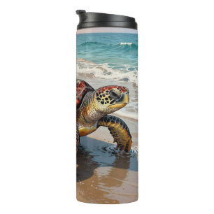 Termo Ilustración de tortuga marina y bebé 