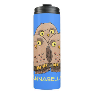 Termo Ilustracion de trío de búho lindo