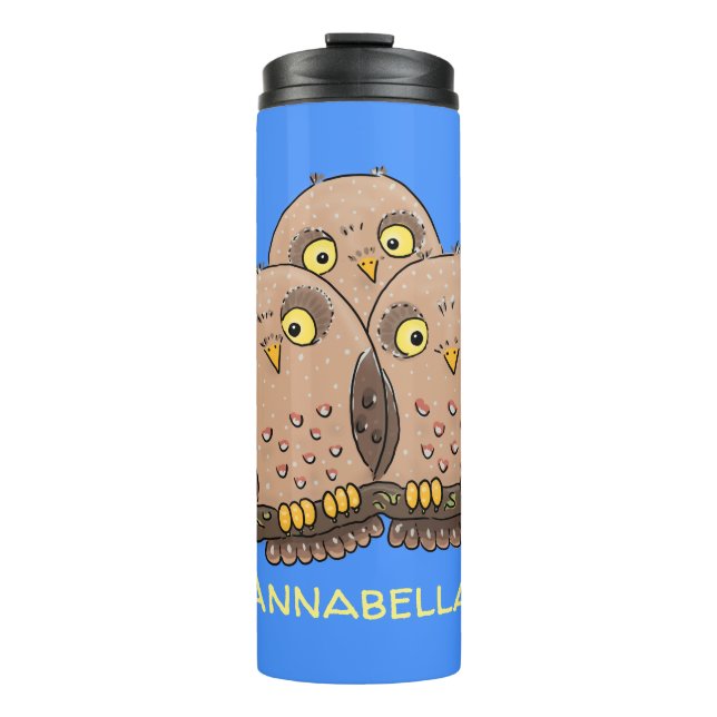 Termo Ilustracion de trío de búho lindo (Anverso)