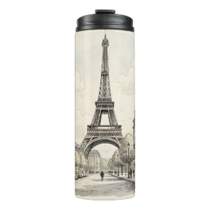 Termo Ilustración de viaje antigua vintage de París