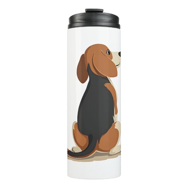 Termo Ilustración de vista trasera de perro Beagle vinta (Anverso)