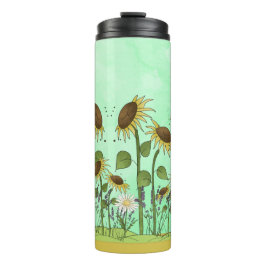 Termo Ilustracion del girasol del verano del oro en