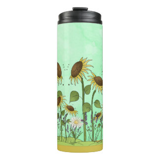 Termo Ilustracion del girasol del verano del oro en