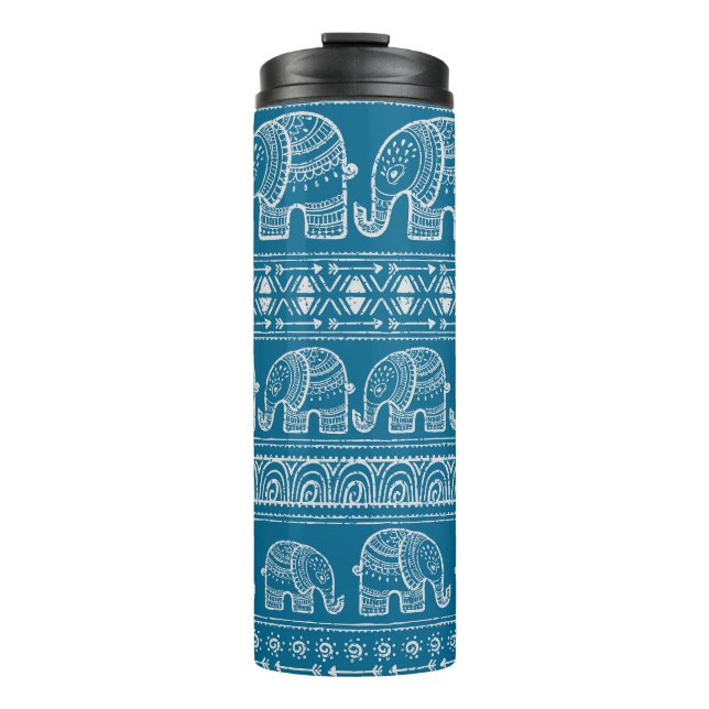 Termo Ilustracion del marco del elefante de vintage (Anverso)