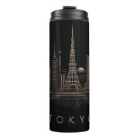 Ilustración elegante de la silueta urbana de Tokio