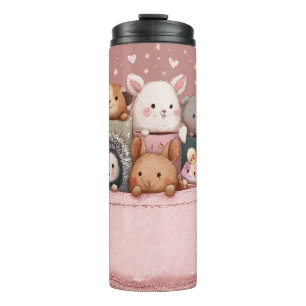 Termo Ilustración en acuarela de animales Kawaii lindos