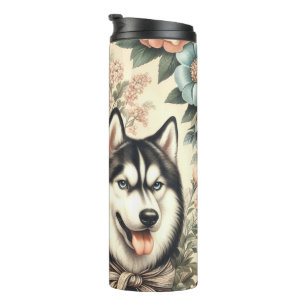 Termo Ilustracion Husky Siberiano Vintage
