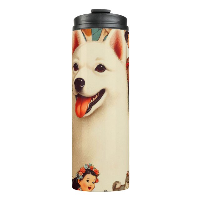Termo Ilustracion Jindo coreano vintage (Anverso)