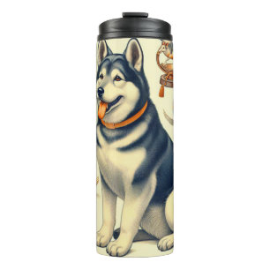 Termo Ilustracion Jindo Perro Coreano Vintagae