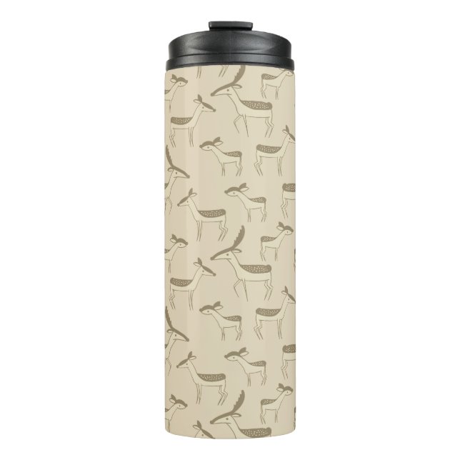 Termo Ilustración Moderna de Ciervo Patrón Beige (Anverso)