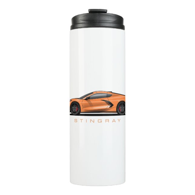 Termo Ilustración negra de Chevy Corvette C8 (Anverso)