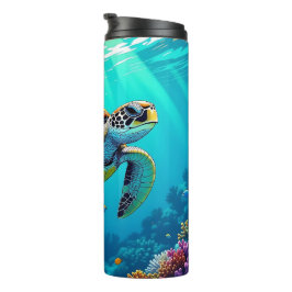 Termo Ilustracion Océano vibrante de tortuga marina