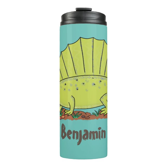 Termo Ilustracion personalizado de dimetrodon verde lind (Anverso)