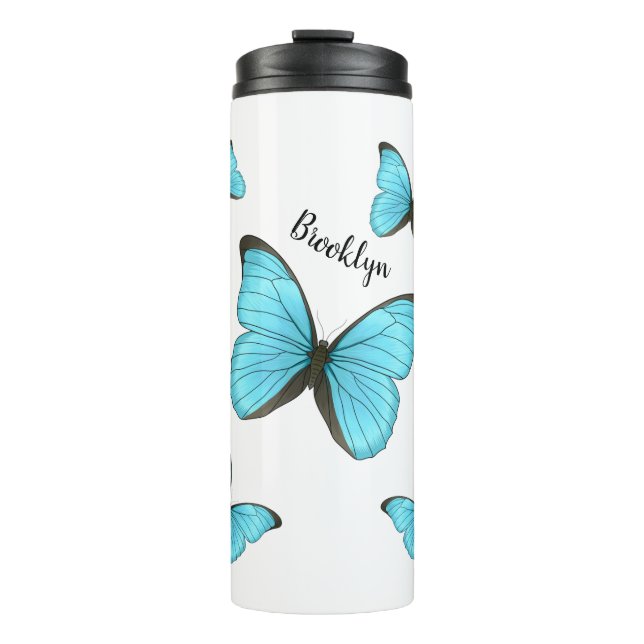 Termo Ilustracion personalizado de mariposas morfo (Anverso)