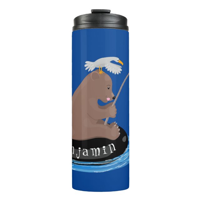 Termo Ilustracion personalizado de pesca de cachorro de  (Anverso)