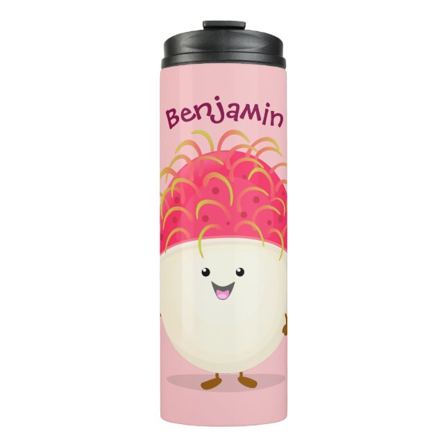 Termo Ilustracion personalizado de rambután rosa suave (Anverso)