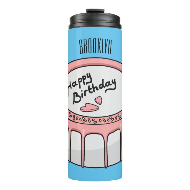 Termo Ilustracion personalizado de torta de cumpleaños (Anverso)