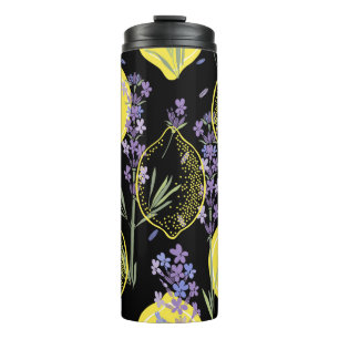 Termo Ilustracion Vintage de Floral Lavender Lemons