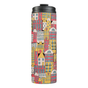 Termo ilustracion vintage de un edificio de la ciudad en