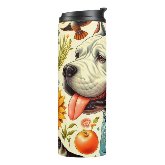 Termo Ilustracion Vintage Dogo Argentino (Rotado hacia la izquierda)