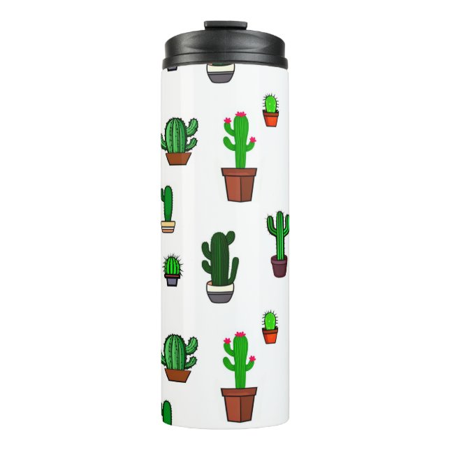 Termo Ilustraciones de cactus lindos Patrón Blanco (Anverso)