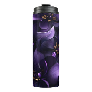 Termo Imagen abstracta de flores moradas y negras