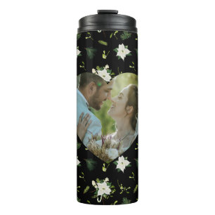 Termo Imagen con forma de corazón con patrón floral verd