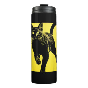 Termo Impresión amarilla de gato negro