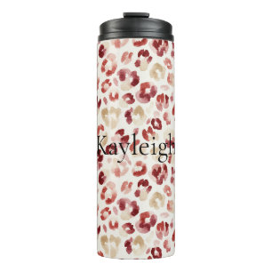 Termo Impresión animal leopardo crema roja