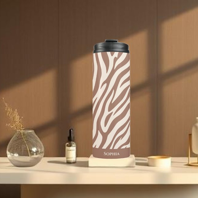 Termo Impresión cebra-mousse Mocha (Zebra Print-Mocha Mousse Thermal Tumbler)