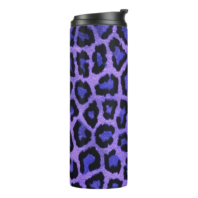 Termo Impresión de animal morado azul de leopardo negro (Rotado hacia la izquierda)
