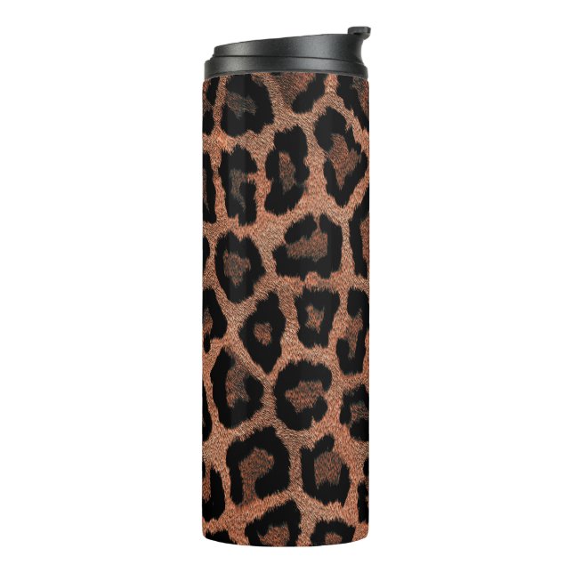 Termo Impresión de animales de leopardo negro marrón (Rotado hacia la izquierda)