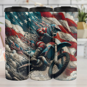 Termo Impresión de arte de bandera de motocross american
