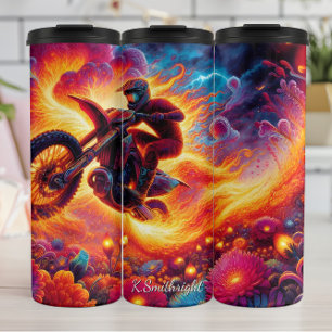 Termo Impresión de arte de motociclista psicodélico de m