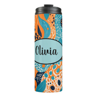 Termo Impresión de Guepardo Naranja y Azul Personalizada