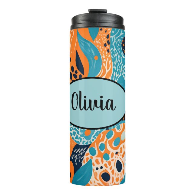 Termo Impresión de Guepardo Naranja y Azul Personalizada (Anverso)