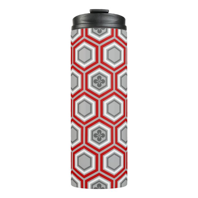 Termo Impresión de Kimono Hexagonal, rojo y gris / gris (Anverso)