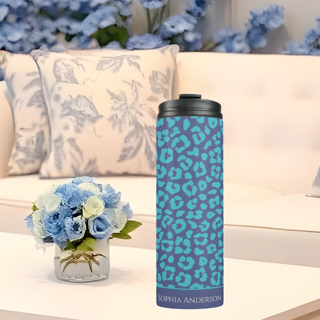 Termo Impresión de leopardo azul (Blue Leopard Print Thermal Tumbler)