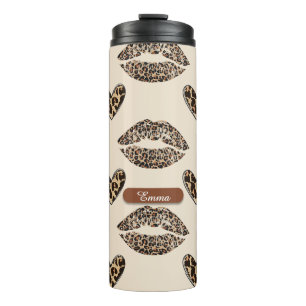 Termo Impresión de leopardo beige y negro chic