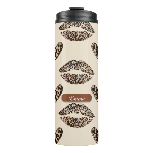Termo Impresión de leopardo beige y negro chic (Anverso)