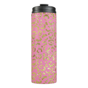 Termo Impresión de leopardo de oro rosa