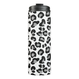 Termo Impresión de leopardo en blanco y negro con gris