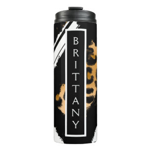 Termo Impresión de leopardo, puntos de polka en blanco y